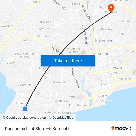 Dansoman Last Stop to Kotobabi map