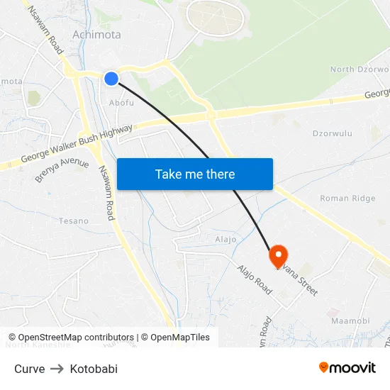 Curve to Kotobabi map