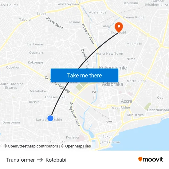 Transformer to Kotobabi map