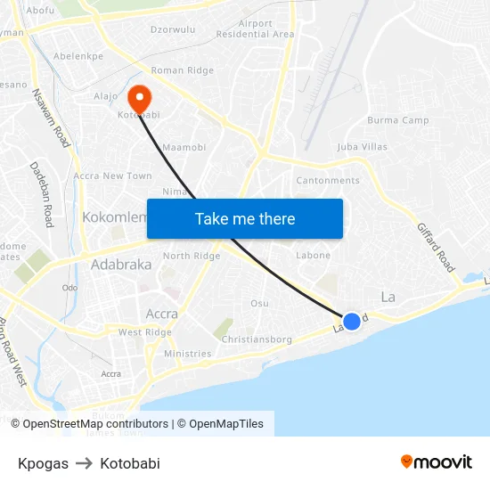Kpogas to Kotobabi map