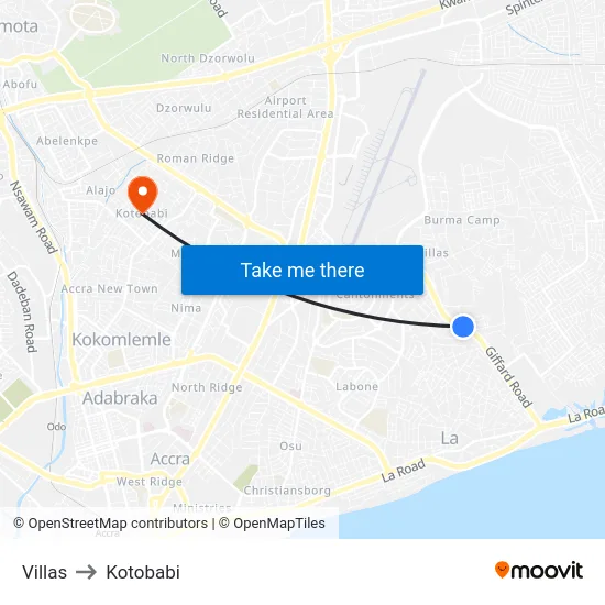 Villas to Kotobabi map