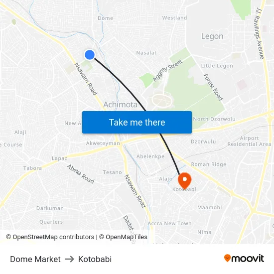 Dome Market to Kotobabi map