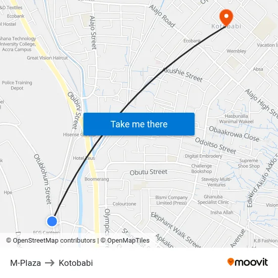 M-Plaza to Kotobabi map