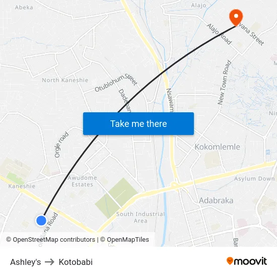 Ashley's to Kotobabi map