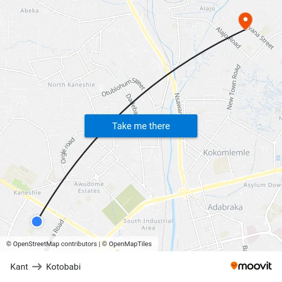 Kant to Kotobabi map