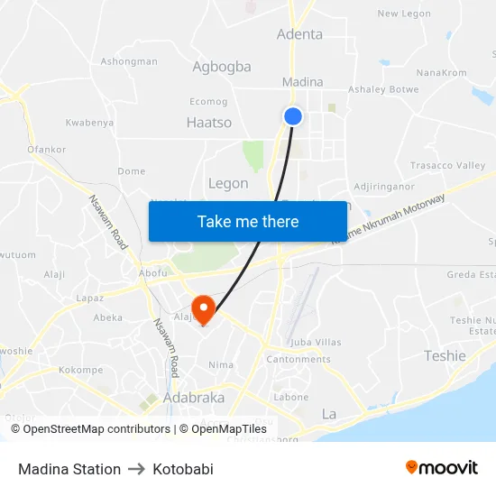 Madina Station to Kotobabi map