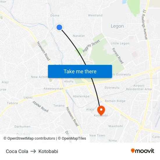 Coca Cola to Kotobabi map