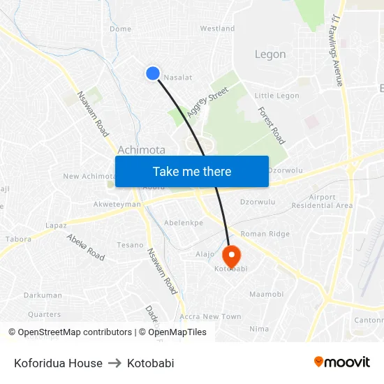 Koforidua House to Kotobabi map