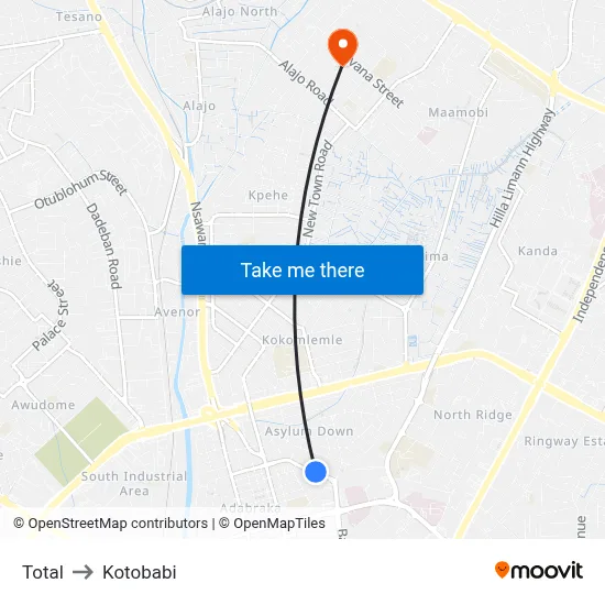 Total to Kotobabi map