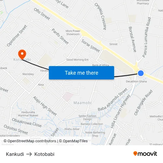 Kankudi to Kotobabi map