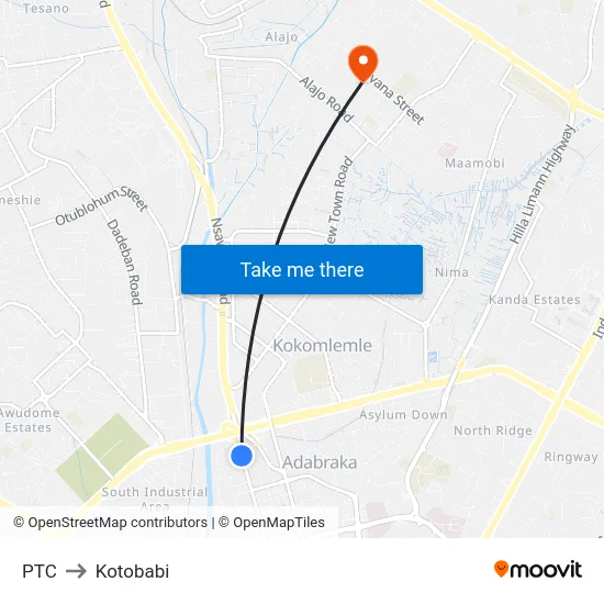 PTC to Kotobabi map
