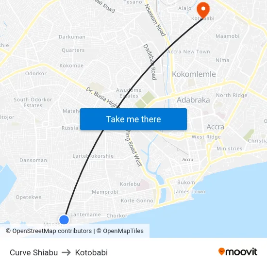 Curve Shiabu to Kotobabi map