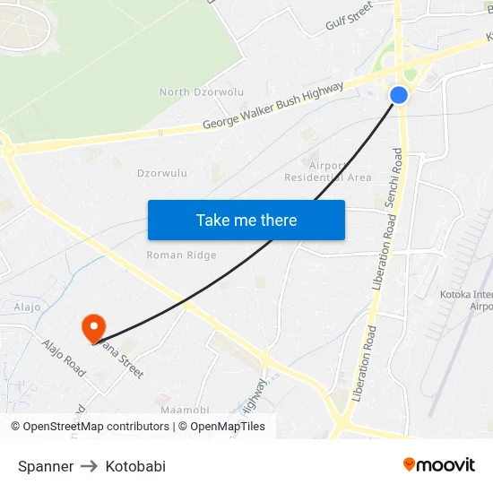 Spanner to Kotobabi map