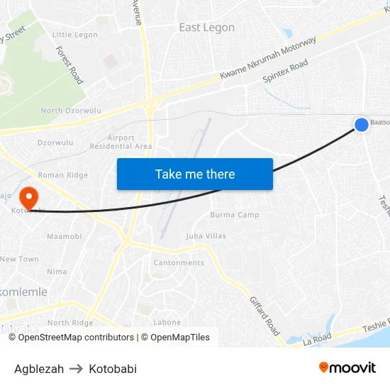 Agblezah to Kotobabi map