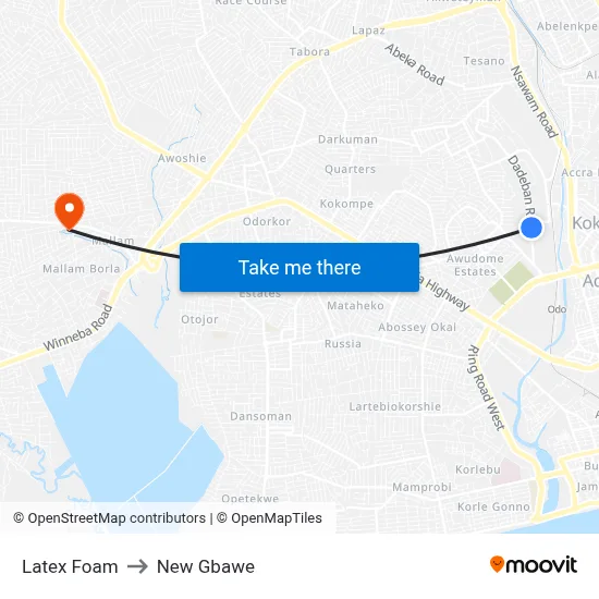 Latex Foam to New Gbawe map