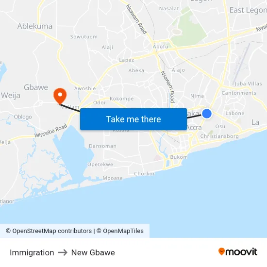 Immigration to New Gbawe map