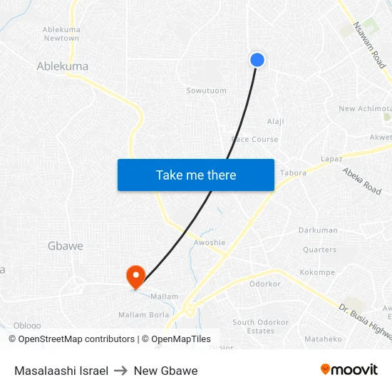 Masalaashi Israel to New Gbawe map