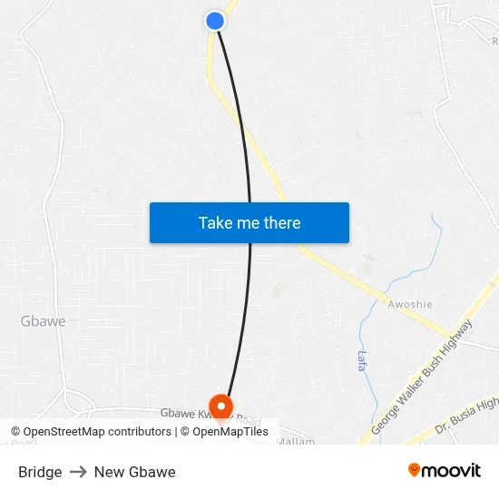 Bridge to New Gbawe map