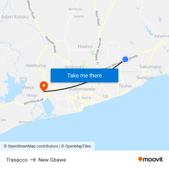 Trasacco to New Gbawe map