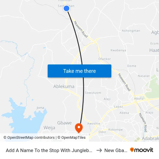 Add A Name To the Stop With Junglebus App to New Gbawe map