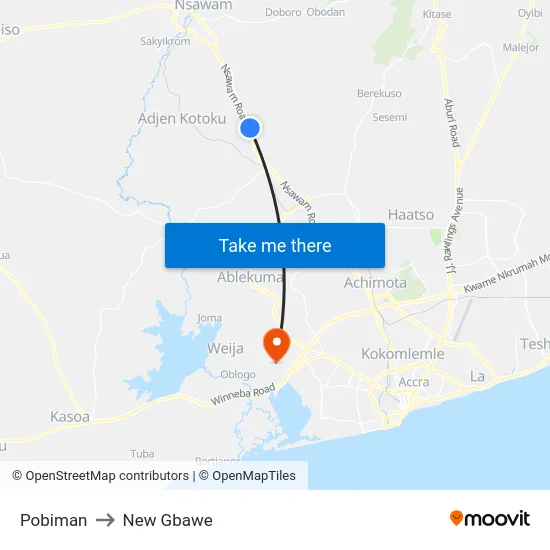 Pobiman to New Gbawe map