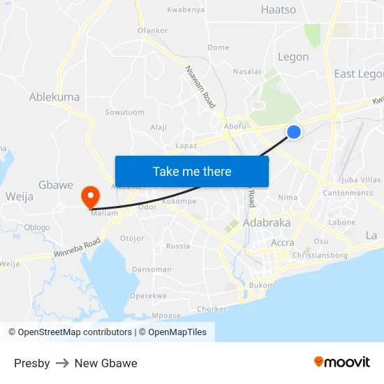 Presby to New Gbawe map