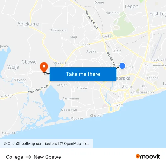 College to New Gbawe map