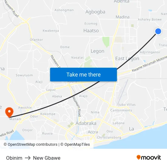 Obinim to New Gbawe map