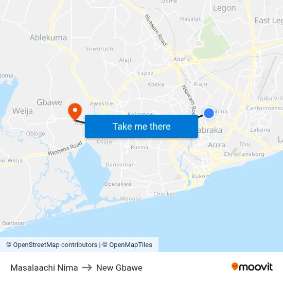 Masalaachi Nima to New Gbawe map