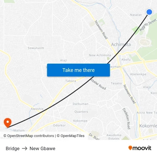 Bridge to New Gbawe map