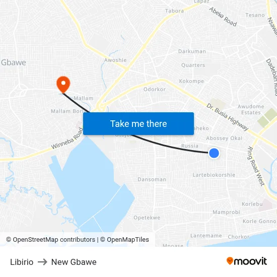 Libirio to New Gbawe map