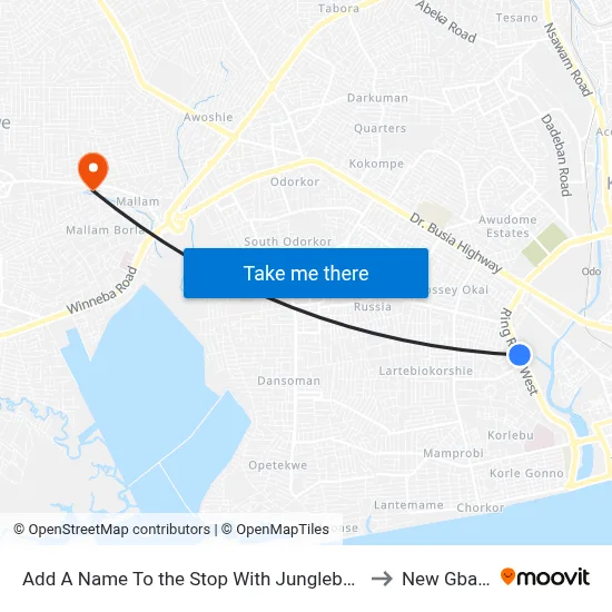 Add A Name To the Stop With Junglebus App to New Gbawe map