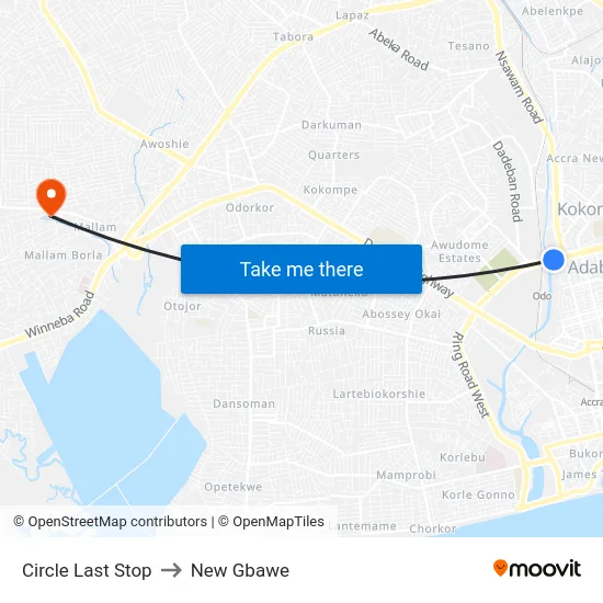 Circle Last Stop to New Gbawe map