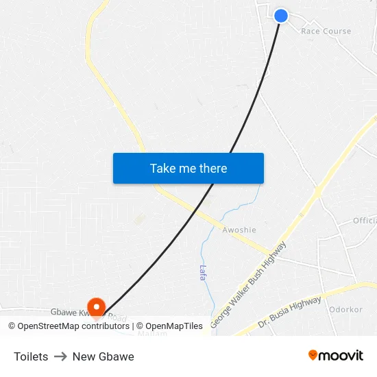 Toilets to New Gbawe map