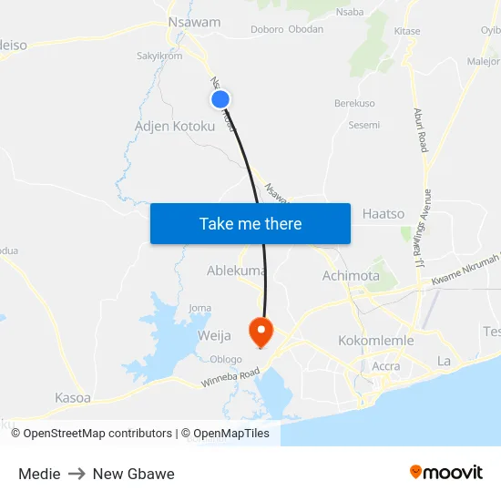 Medie to New Gbawe map