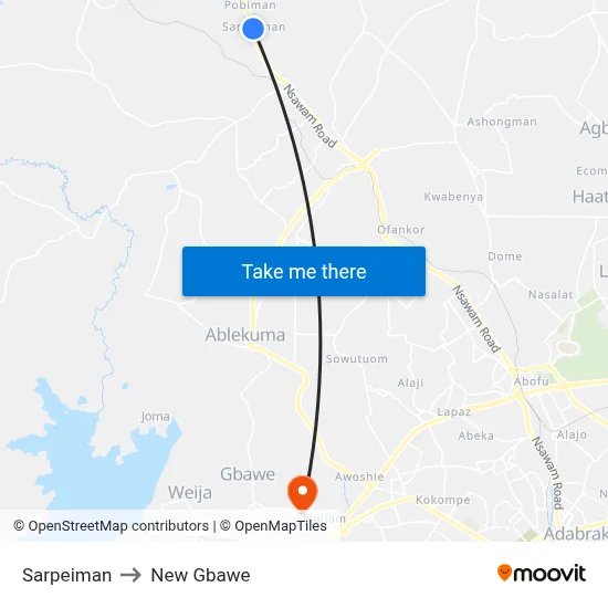 Sarpeiman to New Gbawe map