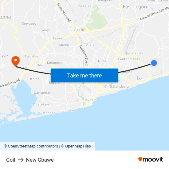 Goil to New Gbawe map