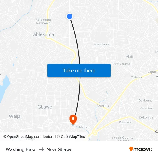 Washing Base to New Gbawe map