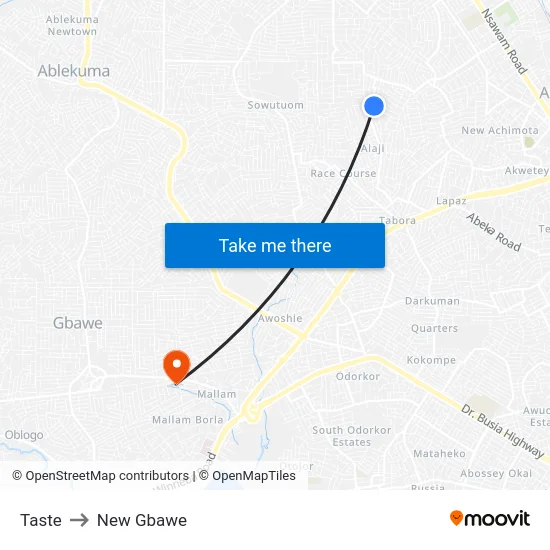 Taste to New Gbawe map