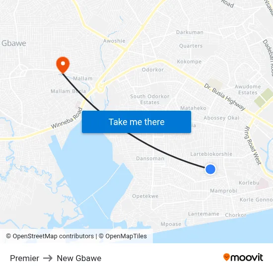 Premier to New Gbawe map