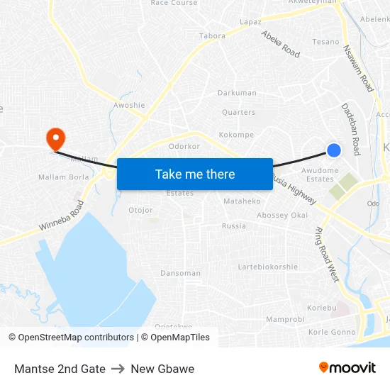 Mantse 2nd Gate to New Gbawe map