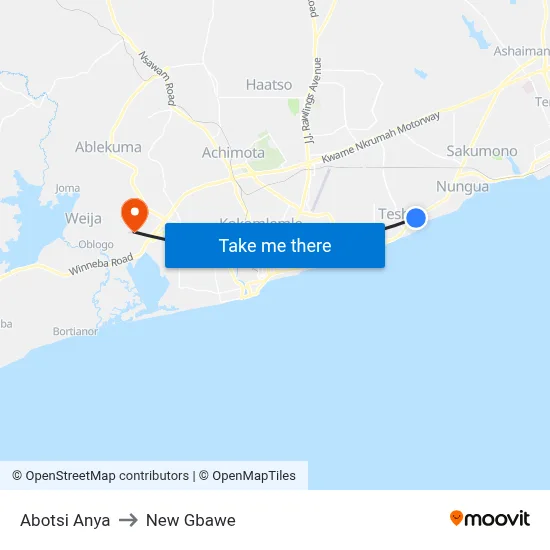 Abotsi Anya to New Gbawe map