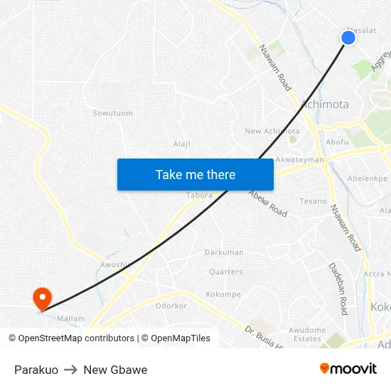 Parakuo to New Gbawe map