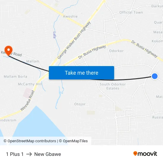 1 Plus 1 to New Gbawe map