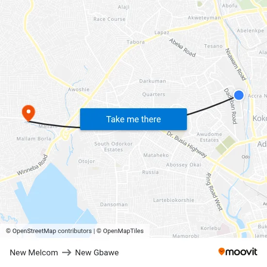 New Melcom to New Gbawe map