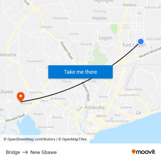 Bridge to New Gbawe map