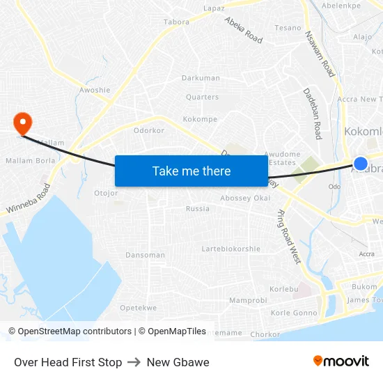 Over Head First Stop to New Gbawe map