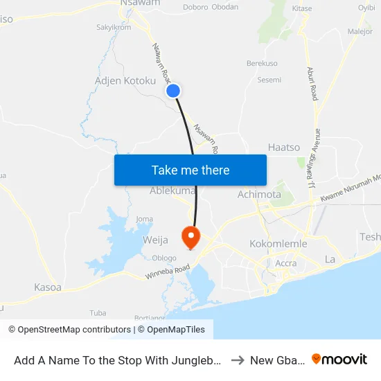 Add A Name To the Stop With Junglebus App to New Gbawe map