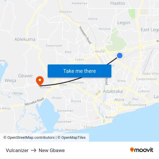 Vulcanizer to New Gbawe map