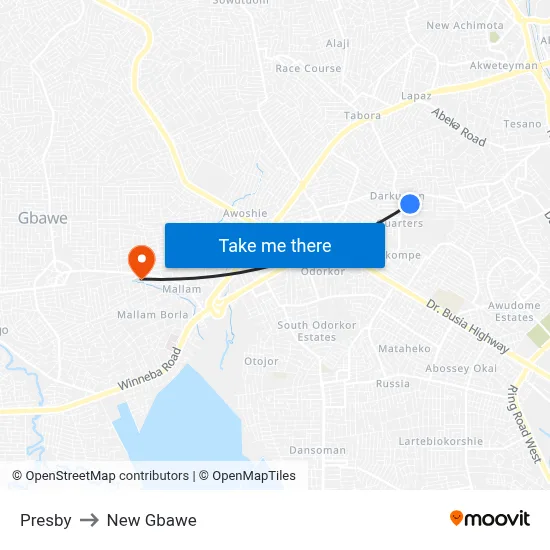 Presby to New Gbawe map